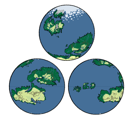 Three angles of the Felas globe